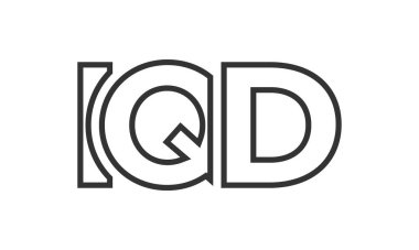 IQD logo tasarım şablonu güçlü ve modern kalın metinlerle. Basit ve minimal tipografi içeren ilk tabanlı vektör logosu. Modayı takip eden şirket kimliği markalar için ideal..