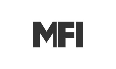 Güçlü ve modern kalın metinli MFI logo tasarım şablonu. Basit ve minimal tipografi içeren ilk tabanlı vektör logosu. Modayı takip eden şirket kimliği markalar için ideal..