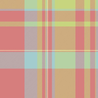 Yatak örtüsü dokuma kontrolü, ekose kumaş. Kırmızı ve kireç rengi paletinde tuvalsiz kumaş vektör deseni.