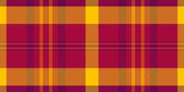 Kalıplı, koyu kırmızı, turuncu ve sarı desenli sıcak ekose desenli. Arkaplan, tekstil veya tasarım ögeleri için mükemmel.