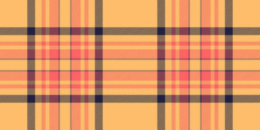 Tekstil kumaş kıvrımlı, ekoseli vektör pürüzsüz. Turuncu ve kırmızı renk paletinde arka plan kumaş desenini yoğun kontrol et.