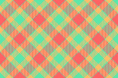 Piknik desenli tekstil, boş çek, pürüzsüz kumaş. Nane ve turuncu renk paletinde ton arkaplan tartan vektör ekoseli.
