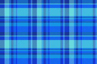 Kolaj geçmişi, dokuma dokusu, kumaş ekoseli kumaş. Cyan ve parlak renk paletindeki dikişsiz tartan doku vektörünü denetler.