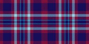 Krallık kumaşı pürüzsüz, ekose arka plan desenli. Örgü dokusu çivit ve pembe renk paletinde tekstil vektörünü kontrol et.
