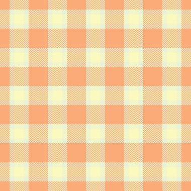 Mozaik pürüzsüz desen vektörü, elmas tekstil arka plan tartanı. Üst kumaş ekoseli kumaş dokusunu açık ve turuncu renk paletinde kontrol et.