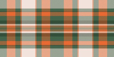 Turuncu, yeşil ve krem rengi desenli ekose desenli. Moda, tekstil ya da grafik tasarımı için çok yönlü bir arka plan. Sıcaklık ve rahatlığı çağrıştırıyor. Mevsimlik temalar için mükemmel.
