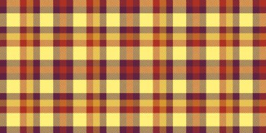 Sevgililer günü tartan desen kontrolü, desenli kumaş kumaş vektörü. İndirimli tekstil dikişsiz arka plan ekoseli sarı ve pembe renk paleti.