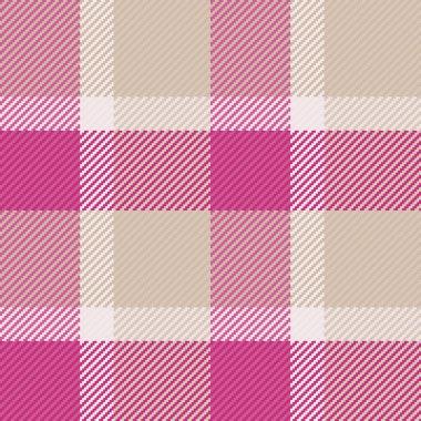 Dünya çapında kusursuz şablon kontrolü, ekose desenli tartan süiti. Açık ve pembe renk paletinde ince vektör kumaş arkaplan tekstili.