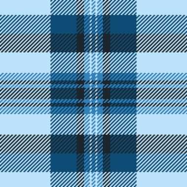 Tekrar eden kumaşsız tekstil, uzay desenli ekose ekoseli kumaş. Cyan ve light renk paletinde şekil vektör şablonu kontrolü.
