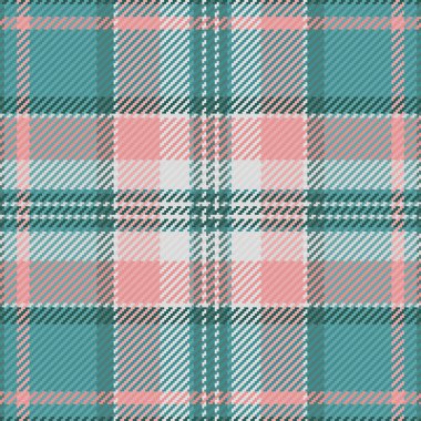 Dikensiz tekstil, yün desenli tartan dokusunu kontrol et. Cyan ve gainsboro renk paletinde işgalci kumaş ekose arkaplan vektörü.