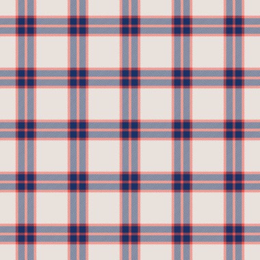 Klasik tartan deseni. Tarafsız arka planda mavi ve turuncu kesişen çizgilerle kusursuz doku. Tekstil tasarımları ve arka planlar için harika.