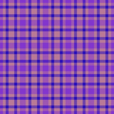 Canlı mor ve mavi renkli klasik ekoseli desen. Özgeçmiş, tekstil ve dijital sanat için çok yönlü, kusursuz bir tasarım..