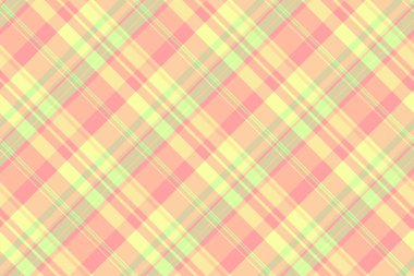 Pembe, sarı ve yeşil renkli neşeli pastel ekose desenli. Tasarım, el sanatları, tekstil ve bahar temaları için çok yönlü bir arka plan. Taze, hafif ve havadar tasarım..