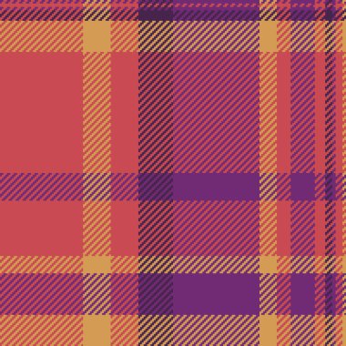 Glen kumaş tartını, ipliksiz desen dokusunu kontrol et. Kırmızı ve mor renk paletinde devamlılık ekose tekstil vektör arkaplanı.
