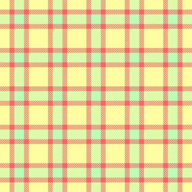 Aralık kumaş dokusu vektörü, mobilya tartan desenli ekose. Tekstil denetimi sarı ve kırmızı renk paletinde pürüzsüz arkaplan.