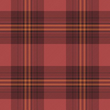 Şirin desen desenli ekose, yüzey tekstil vektörü tartan. Kırmızı ve koyu renk paletinde pürüzsüz arkaplan kontrol kumaşını kutla.