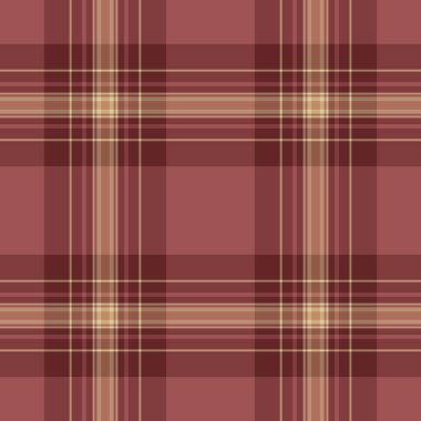 Düz bir şablon kontrolü, yorgan örtülü tartan kumaşı. Kırmızı ve turuncu renk paletinde yaşlı kumaş ekose arka plan vektörü.
