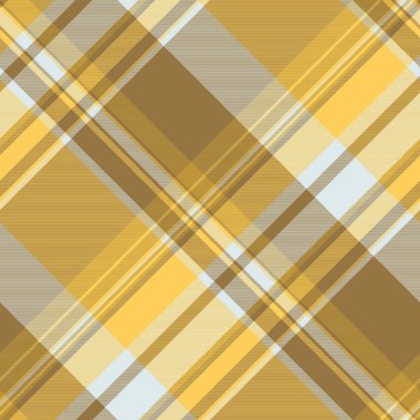 Poster tartan ekose kumaş, vektör arka plan kumaşı. Kehribar ve saf gümüş renk paletinde reklam deseni kusursuz kontrol.