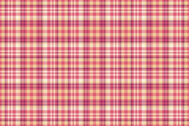 Katlama desenli tartan arkaplan, vektör kontrol kumaşı. Piknik battaniyesi dikişsiz kumaş kehribar ve kırmızı renk paletinde tekstil ekoseli..