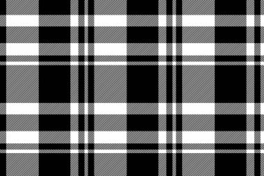 Sonbahar tekstil denetimi, çeşitli vektörsüz kumaş. Siyah ve beyaz renk paletinde solmuş tartan desenli ekose arkaplan.
