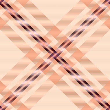 Kusursuz model vektörü, platform tartan arka plan tekstili üretiliyor. El yapımı kumaş desen ekoseli açık ve turuncu renk paleti denetimi.