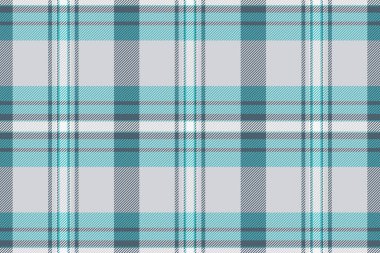 Gündüz dikişsiz tartan kumaş, arka plan kontrol dokusunu özelleştir. Mutfak desenli tekstil vektör ekoseli cyan ve açık gri renk paleti.