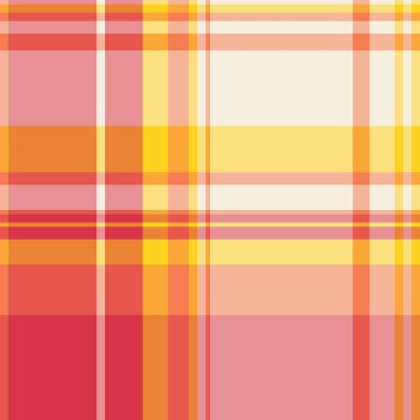 Kumaş tartan kontrolü, ekoseli, kusursuz bir arka plan. Hediye kartı tekstil desen vektörü turuncu ve kırmızı renk paletinde.