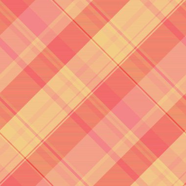 Yumuşak tekstil kumaş deseni, zarif vektör dokusu tartan. Bağımsızlık Günü ekoseli arka plan turuncu ve kırmızı renk paletinde pürüzsüz.