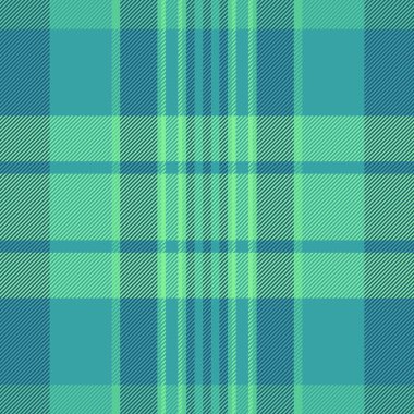 Avcı geçmişi, tekstil, platform kumaş dokusu. Pamuk ekose vektör deseni siyanür ve yeşil renk paletinde pürüzsüz.