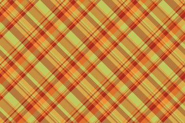 Ahenksiz kontrol kumaşı, desenli kareli kumaş. Turuncu ve kehribar renk paleti ile süslemeli kumaş dokusu vektörü.
