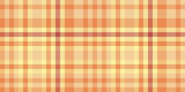 Sıcak ekose desenli. Şeftali, sarı ve mercan tonlarında kesişen çizgilerin dokulu arkaplanı. Moda, tasarım veya rustikli projeler için çok yönlü.