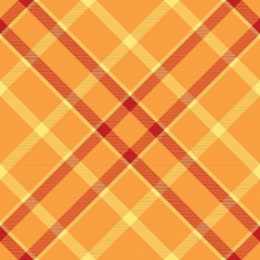 Tartan kumaş, çok renkli vektör desenli arka plan. Turuncu ve kırmızı renk paleti ile şehvetli tekstil kusursuz ekose denetimi.