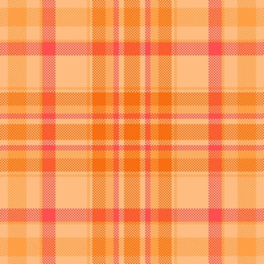 Kağıtları kontrol et ekose desenli, kumaş desenli, dikişsiz. Arka plan tartan vektör tekstilini turuncu ve şanslı turuncu renk paletiyle fırlat.