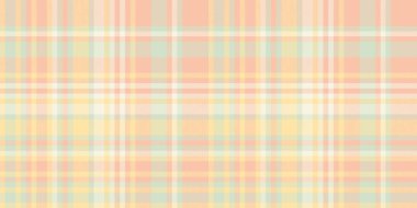 Fibröz vektör kontrolü ekose, iz dokusu dikişsiz tekstil. Turuncu ve açık renk paletinde tartan desenli kız arkaplanı.