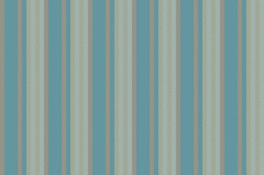 Retro arkaplan çizgileri kumaş, deco tekstil doku vektörü. Romantik dikey çizgili desen, cyan ve turuncu renklerde pürüzsüzdür..