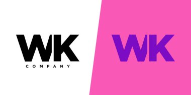 Moda harfi W ve K, WK logo tasarım şablonu. Şirket kimliği için asgari monogram tabanlı logotype.