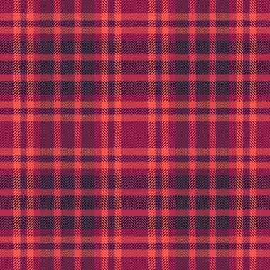 Fransa desenli ekose kumaş, okul dokusu tekstil arka planı. Pembe ve kırmızı renk paletinde mevsimsiz vektör tartan denetimi.