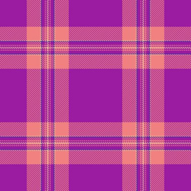 İndigo tekstil desenli ekose kumaş, çerçevesiz ekose kumaş. Mor ve açık mercan renk paletinde 40 'ların şablon vektör arkaplan kontrolü.