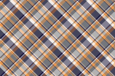 Nyc doku arka plan vektörü, forma kontrol kumaşı. Mevsimsel desenli turuncu ve pastel renklerde dikişsiz tartan..