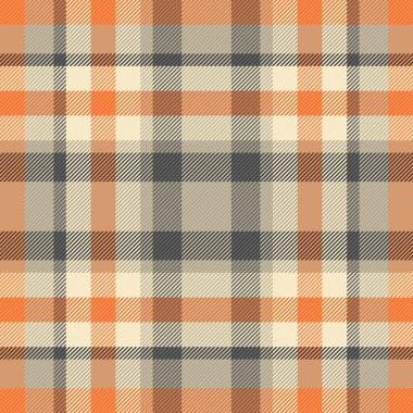 Klasik turuncu, bej ve gri çizgili tartan deseni. Tekstil, geçmiş ve yaratıcı tasarımlar için ideal. Çok yönlü, zamansız görünüş.