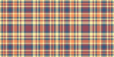 Kusursuz kumaş arka plan, vektör dokusunu kutlayın. Kıyafet ekoseli kumaşı sarı ve kırmızı renk paletiyle kontrol et..