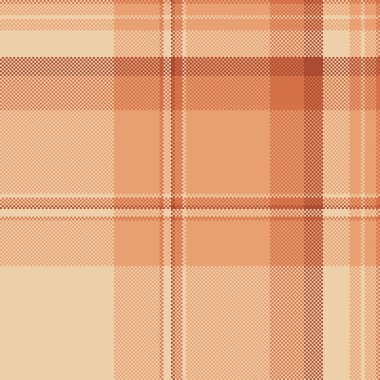 Saflık dokusu arkaplan ekoseli, sıcaklığı kusursuz vektör deseni. İç çamaşırı kontrolü. Turuncu ve açık renk paleti olan kumaş kumaşı..