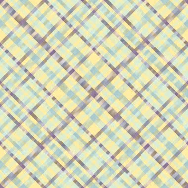 Vektör arkaplan dokusu, punk ekose kumaş. Gençlik pürüzsüz tekstil desenini sarı ve açık renk paletinde kontrol et.