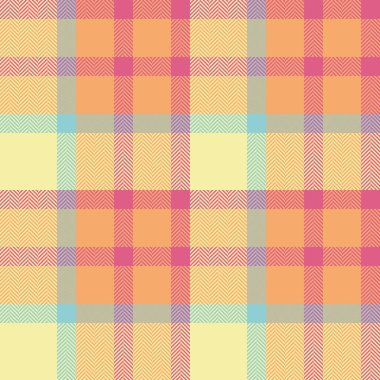Model desenli tartan, oturma odası desenli kumaş ekose. Yoğun arkaplan tekstil vektörü turuncu ve sarı renk paletinde pürüzsüz.