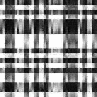 Çıplak kumaş arka plan tekstili, panel şablon kontrol vektörü. Beyaz ve siyah renk paletinde eski, pürüzsüz desenli ekose kumaş..