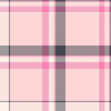 Pikselleşmiş ekose desenli yumuşak pembe, krem ve gri tonlarda. Klasik, kusursuz bir kumaş tasarımı. Özgeçmiş, tekstil ve klasik projeler için ideal.
