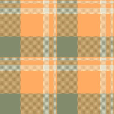 Sıcak, turuncu, gri ve kremalı ekoseli desenler. Tekstil, arka plan ya da grafik tasarım projeleri için mükemmel. Samimi klasik his..