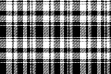 Koleksiyon defteri kontrol vektör dokusu, katlanmış kumaş dokusu. Siyah ve beyaz renk paletinde güçlü ekose arkaplan.
