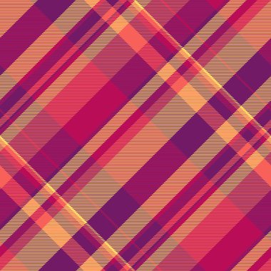 Tekstil ekoseli, dikey tartan arka plan vektörü ayarlanıyor. Eflatun ve pembe renk paletinde çeşitli doku kontrol kalıpları.