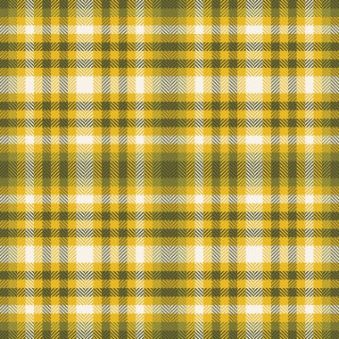 Sarı ve bej tonlarında kesişen çizgiler içeren kusursuz ekoseli desenler. Tekstil, tasarım ve grafikler için çok yönlü bir arka plan. Sonbahar temaları için mükemmel